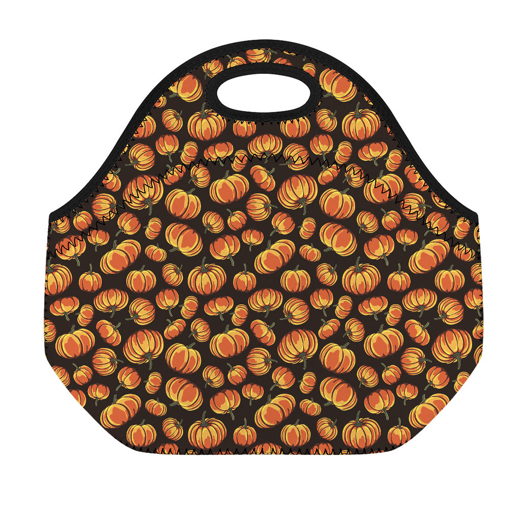 Orange Halloween Pumpkin Pattern Print Neoprene Lunch Bag