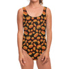 Orange Halloween Pumpkin Pattern Print One Piece Swimsuit