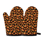 Orange Halloween Pumpkin Pattern Print Oven Mitts