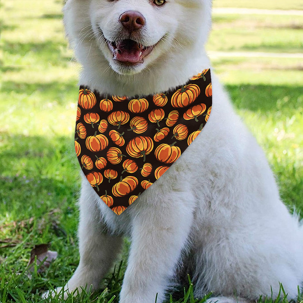 Orange Halloween Pumpkin Pattern Print Over The Collar Dog Bandana