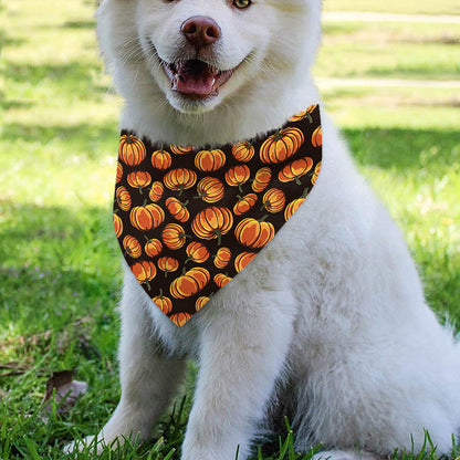 Orange Halloween Pumpkin Pattern Print Over The Collar Dog Bandana