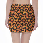 Orange Halloween Pumpkin Pattern Print Pencil Mini Skirt