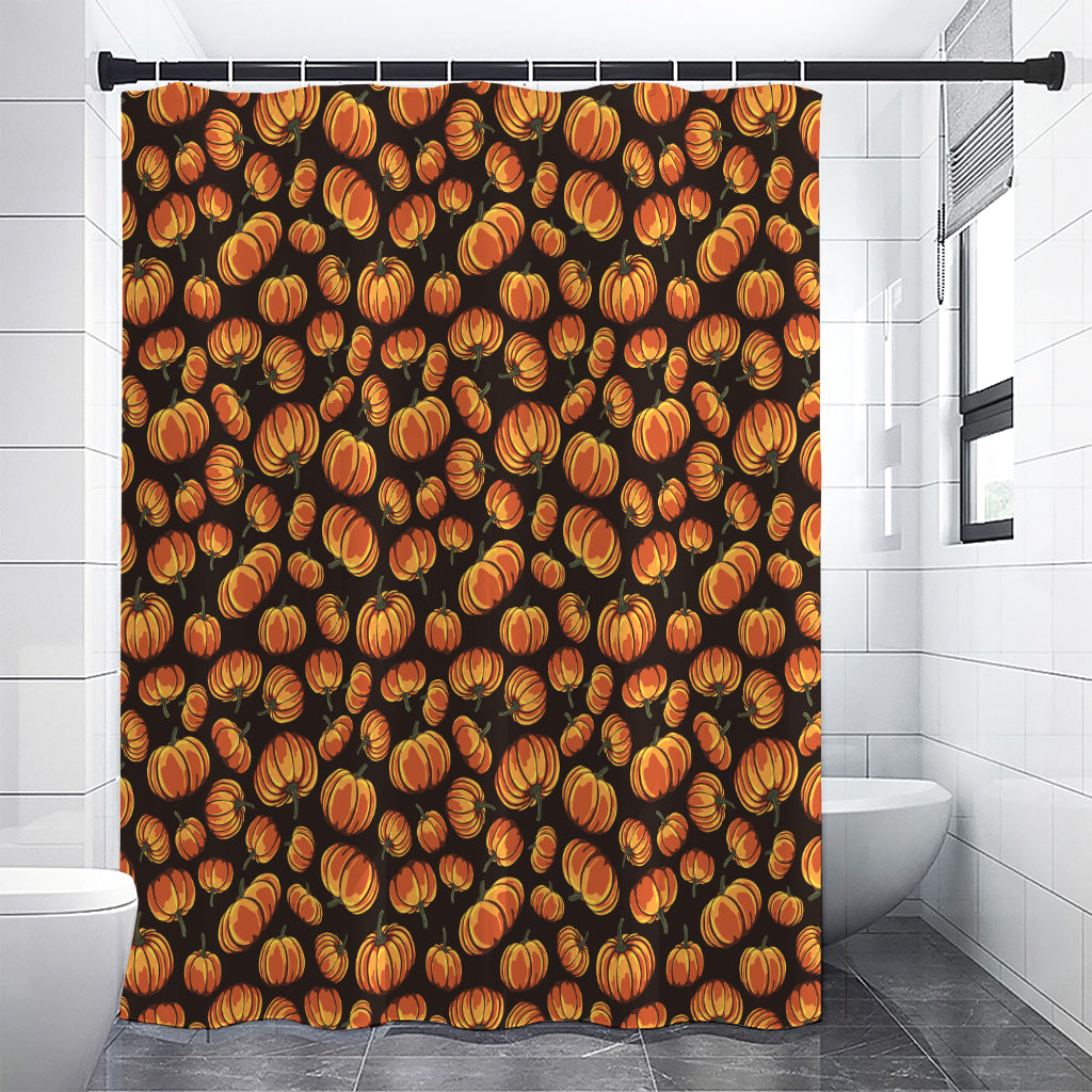 Orange Halloween Pumpkin Pattern Print Premium Shower Curtain