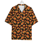 Orange Halloween Pumpkin Pattern Print Rayon Hawaiian Shirt