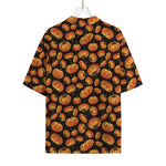 Orange Halloween Pumpkin Pattern Print Rayon Hawaiian Shirt