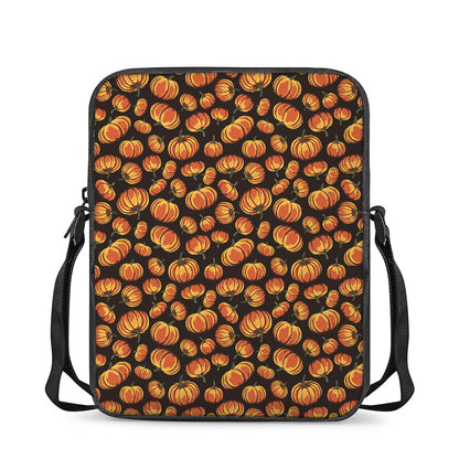 Orange Halloween Pumpkin Pattern Print Rectangular Crossbody Bag
