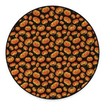 Orange Halloween Pumpkin Pattern Print Round Floor Mat