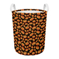 Orange Halloween Pumpkin Pattern Print Round Laundry Basket