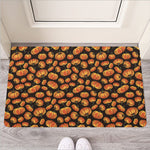 Orange Halloween Pumpkin Pattern Print Rubber Doormat