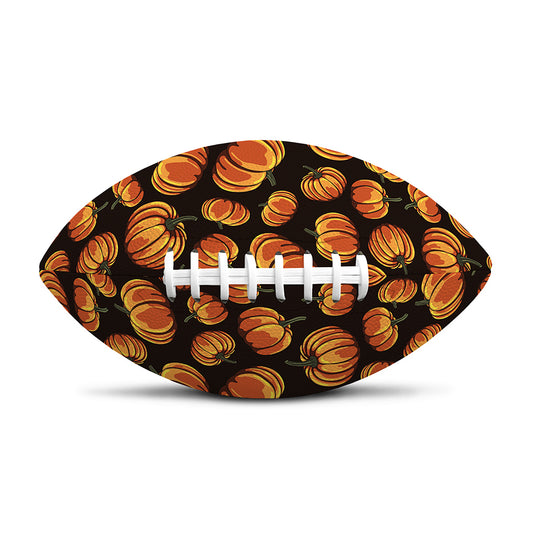 Orange Halloween Pumpkin Pattern Print Rugby Ball