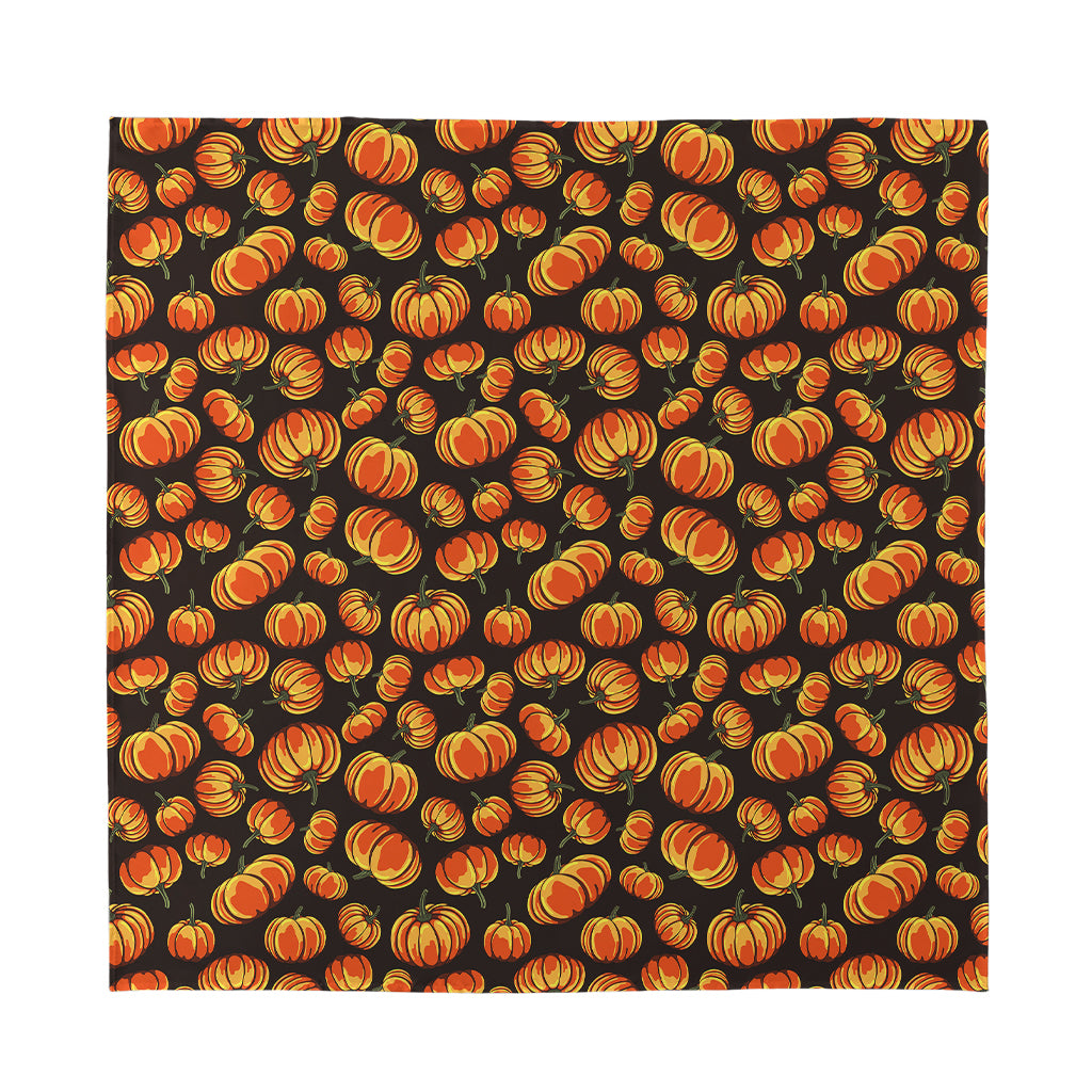 Orange Halloween Pumpkin Pattern Print Silk Bandana