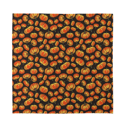 Orange Halloween Pumpkin Pattern Print Silk Bandana