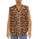 Orange Halloween Pumpkin Pattern Print Sleeveless Baseball Jersey