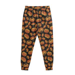 Orange Halloween Pumpkin Pattern Print Sweatpants
