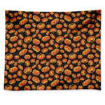 Orange Halloween Pumpkin Pattern Print Tapestry