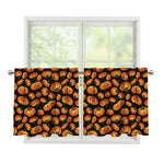 Orange Halloween Pumpkin Pattern Print Tier Curtains