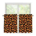 Orange Halloween Pumpkin Pattern Print Tier Curtains