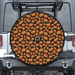 Orange Halloween Pumpkin Pattern Print Tire Cover With Camera Hole