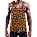 Orange Halloween Pumpkin Pattern Print Men's Workout Tank Top