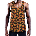 Orange Halloween Pumpkin Pattern Print Training Tank Top