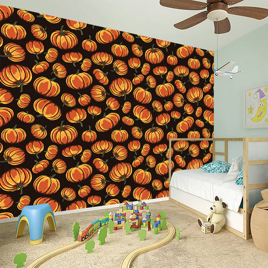 Orange Halloween Pumpkin Pattern Print Wall Sticker