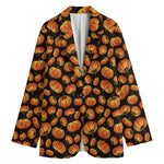 Orange Halloween Pumpkin Pattern Print Women's Blazer