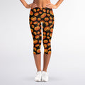 Orange Halloween Pumpkin Pattern Print Women's Capri Leggings