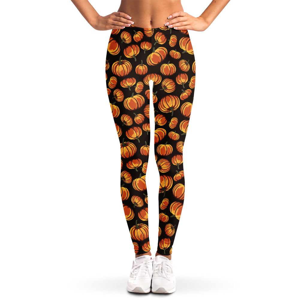Orange Halloween Pumpkin Pattern Print Women's Leggings
