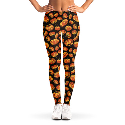 Orange Halloween Pumpkin Pattern Print Women's Leggings