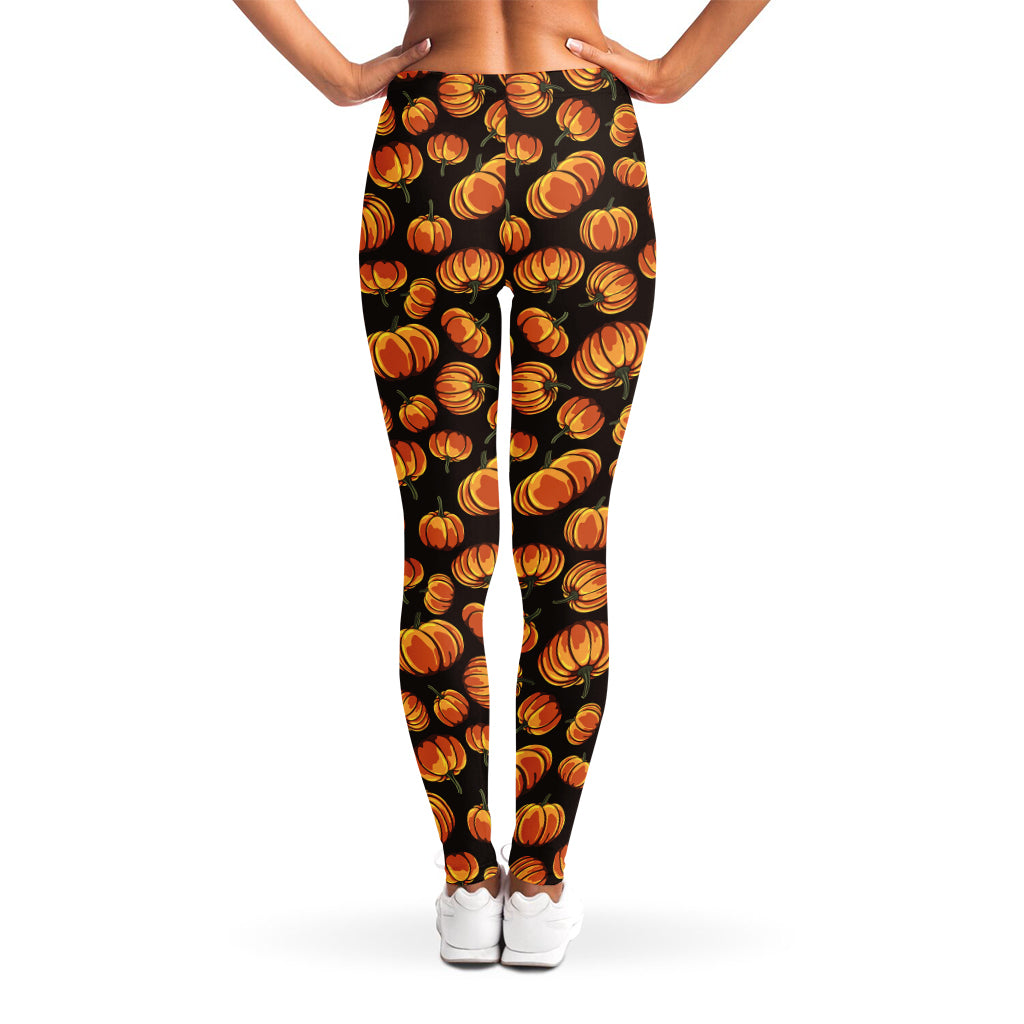 Orange Halloween Pumpkin Pattern Print Women's Leggings