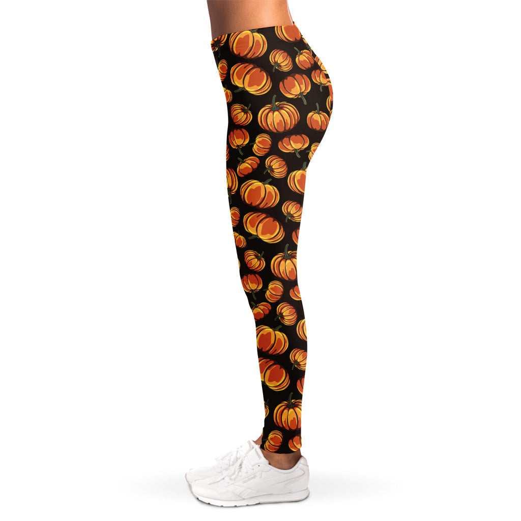 Orange Halloween Pumpkin Pattern Print Women's Leggings