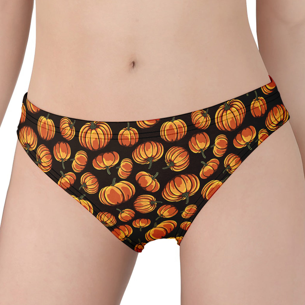 Orange Halloween Pumpkin Pattern Print Women's Panties