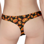 Orange Halloween Pumpkin Pattern Print Women's Thong