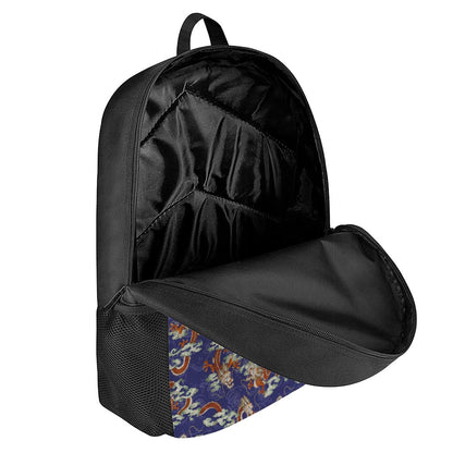 Orange Japanese Dragon Pattern Print 17 Inch Backpack