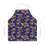 Orange Japanese Dragon Pattern Print Adjustable Apron