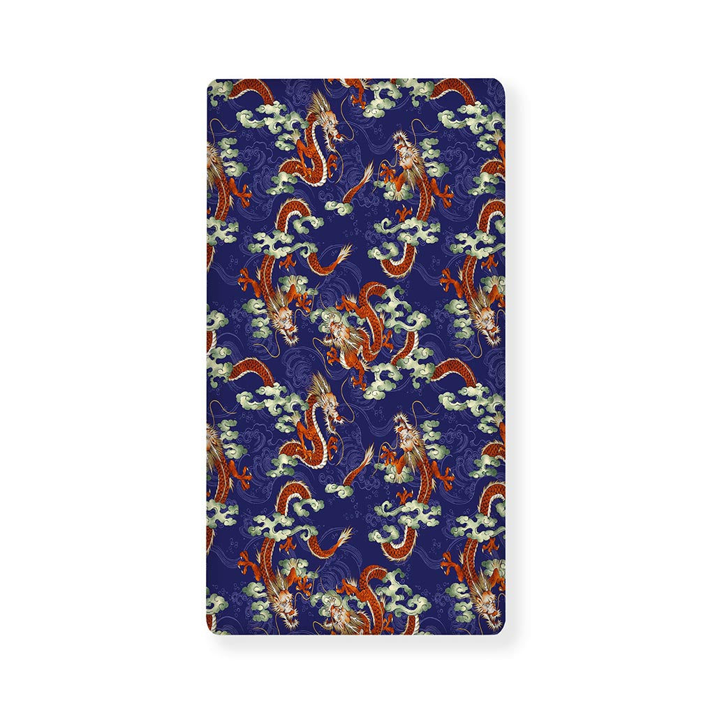 Orange Japanese Dragon Pattern Print Baby Crib Sheet