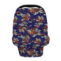 Orange Japanese Dragon Pattern Print Baby Seat Cover