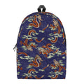 Orange Japanese Dragon Pattern Print School Backpack