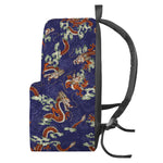 Orange Japanese Dragon Pattern Print Backpack