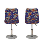 Orange Japanese Dragon Pattern Print Bar Stool Covers