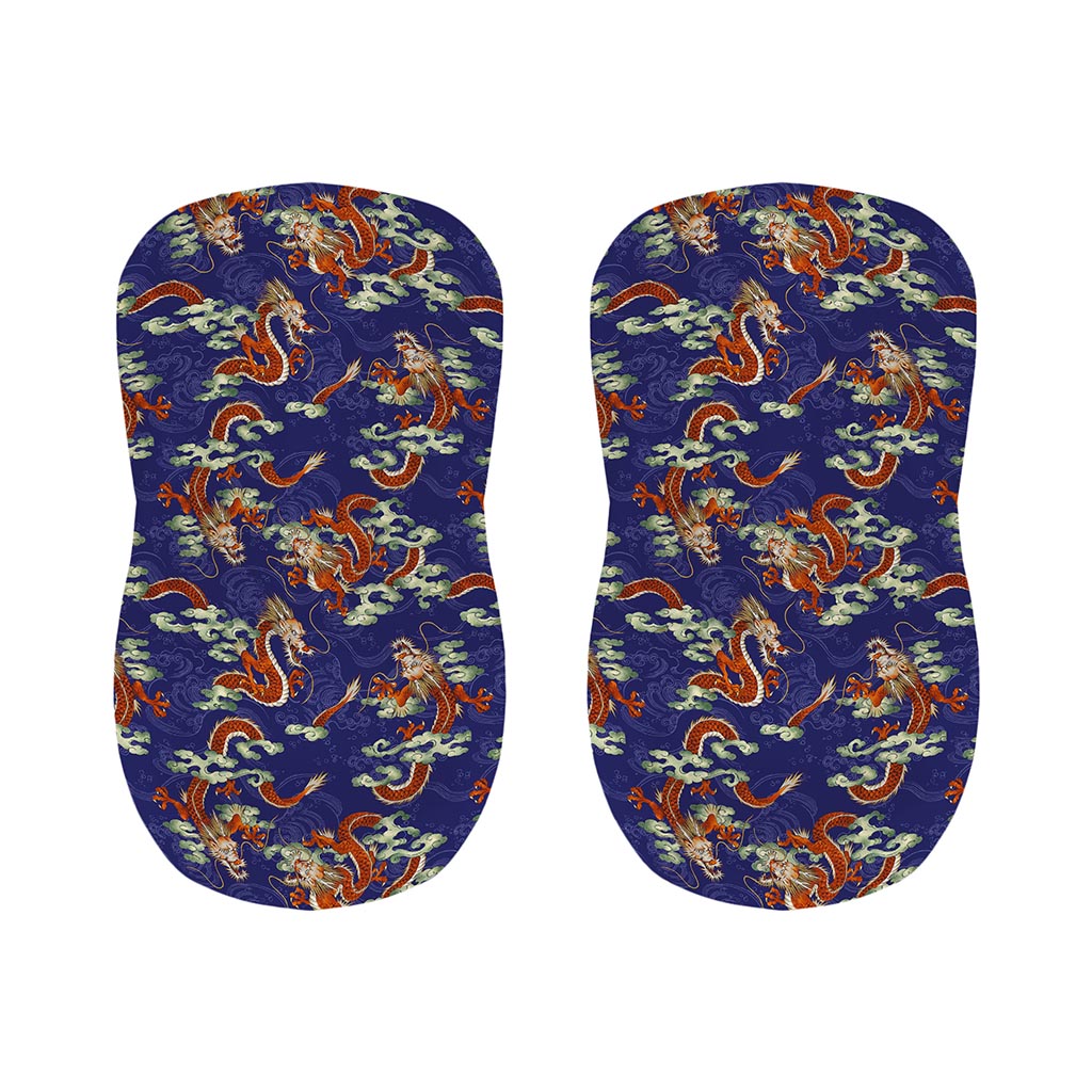 Orange Japanese Dragon Pattern Print Bar Stool Covers