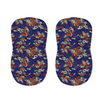 Orange Japanese Dragon Pattern Print Bar Stool Covers