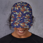 Orange Japanese Dragon Pattern Print Baseball Cap