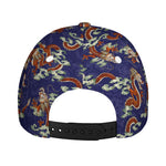 Orange Japanese Dragon Pattern Print Baseball Cap