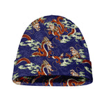 Orange Japanese Dragon Pattern Print Beanie