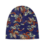 Orange Japanese Dragon Pattern Print Beanie