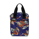 Orange Japanese Dragon Pattern Print Bible Tote Bag