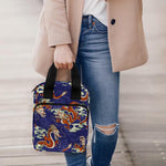 Orange Japanese Dragon Pattern Print Bible Tote Bag