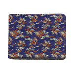 Orange Japanese Dragon Pattern Print Bifold Wallet