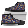 Orange Japanese Dragon Pattern Print Black High Top Sneakers